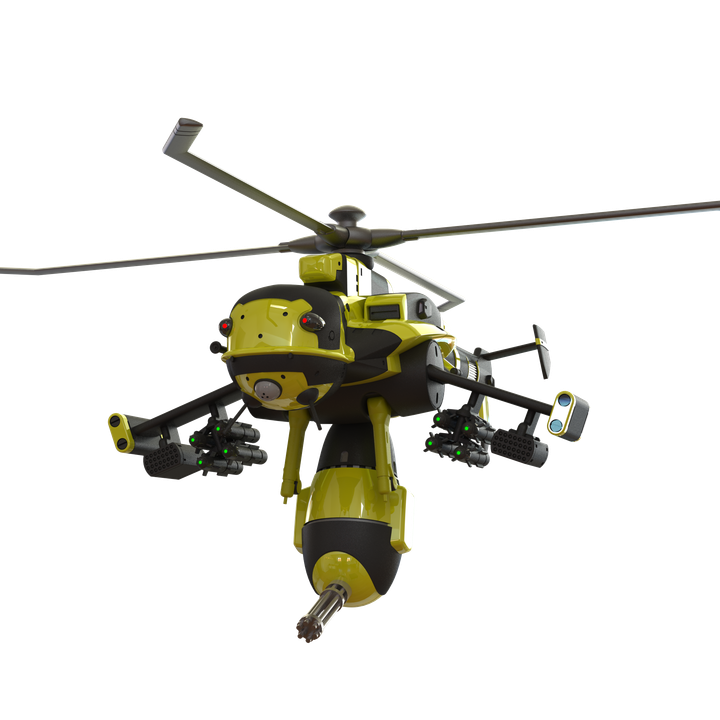 3D Printable Jigabachi AV Attack Helicopter by LambOfCAD